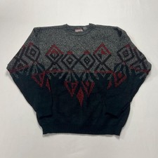 Vintage Knitted Jumper Abstract Patterned Grandad Knit Sweater Men's Xl