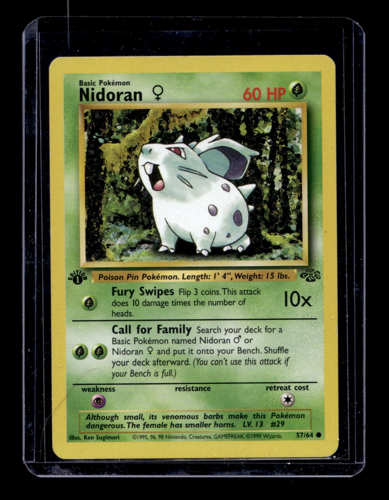 Poekmon Jungle Pokémon TCG Nidoran #57/64 First Edition Near Mint