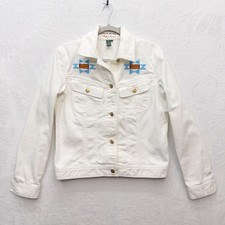 Ralph Lauren Polo Jeans Southwestern Beaded Aztec Denim Jacket M White