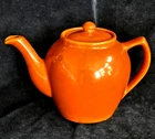 Early 1930s Bauer Pottery Plain Ware 6 Cup Teapot Orange Unmarked Plainware VGC