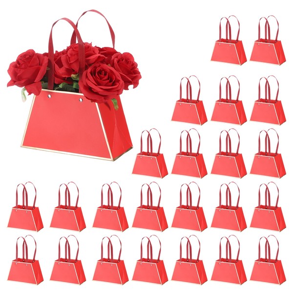 GeschenktüTen Papier Mit Blumen,24Stk,GeschenktüTen Papier Mit Blumenstrauß,Rot-image