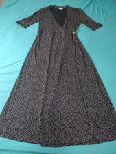 Nine West Black and Grey Geometric Wrap Midi Dress Size M