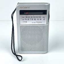 Sony ICF-S22 FM AM Portable Pocket Radio - Silver - Tested & Working