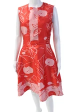 Hilton Hollis Women A-Line Fit & Flare Pink Floral Midi Dress Size 6