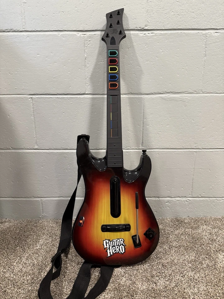 PS2 Guitar Hero Sunburst Wireless Controller Guitar World Tour Edition + Game  - Image 2 of 4