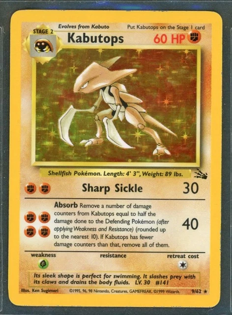 Pokemon Cards - Kabutops 9/62 Fossil Set Holo - eBay Live Fri 11th Jul 8:30pm (b