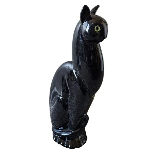 Royal Haeger Winking Cat Black Glaze Statue 20 1/2" MCM *AS IS REPAIRED*