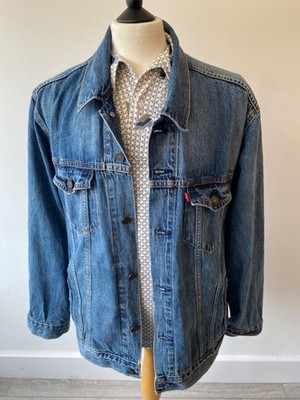 Herren Levi's Premium Denim Trucker Big E Blue Wash Jacke XL 46''
