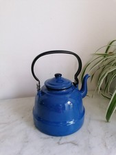 Vintage Style Blue Enamel Tea Kettle