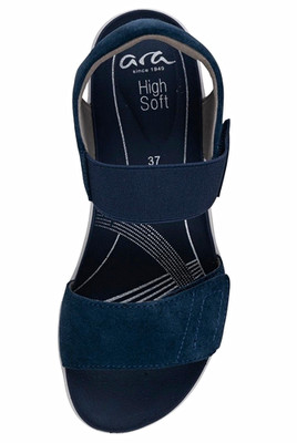 Ara Women's Blue Strappy Sandals Hook & Loop Cushioned Ankle Strap US 9