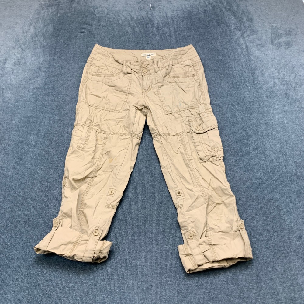 Y2K Aeropostale Cargo Pants Womens 1/2 Khaki Cotton Low Rise Utility Pocket