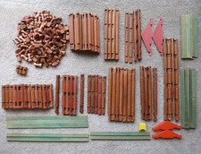 Vintage Lincoln Logs Lot 244 Pieces + Original Design Book Incomplete/Combined