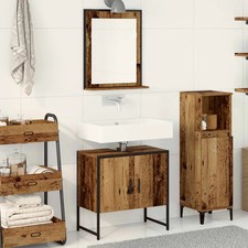 Ensemble d'Armoires de Salle de Bain Meuble-lavabo 2 pcs Chêne Fumé vidaXL