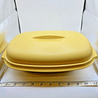 Tupperware Microwave Steamer Set Vintage 3 Pc Harvest Gold Lid Steamer Basket