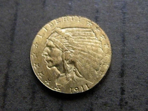 1911 $2.50 Dollar United States Indian Head , Eagle Gold Coin $2 1/2 Sigma