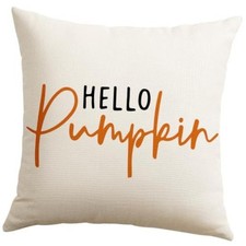 Hello Pumpkin Throw Pillow Cover 24x24 Inch Fall 24" x 24" Pack of 1 Beige