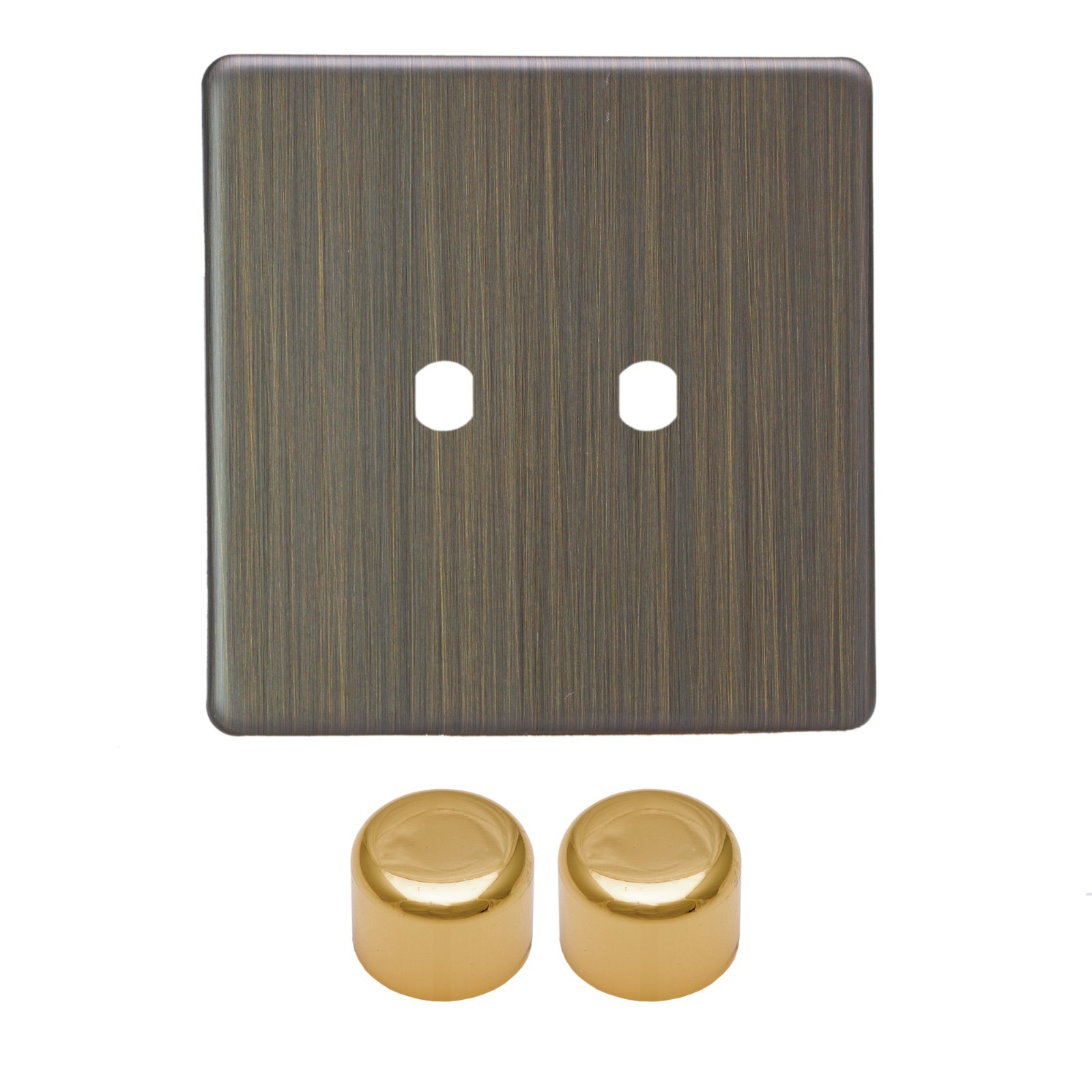 Varilight WDY2S.AB Screwless Antique Brass Matrix 2 Gang Dimmer Kit inc Knobs