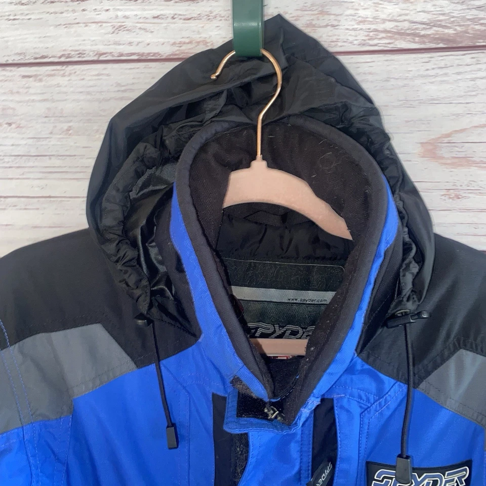 SPYDER XT Coat Youth Boys 16 Blue Black Insulated Hooded Winter Jacket - Image 2 of 4