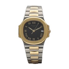 Patek Philippe Nautilus 3800/1JA 18K Gold Steel Black Dial 37mm Auto Wrist Watch