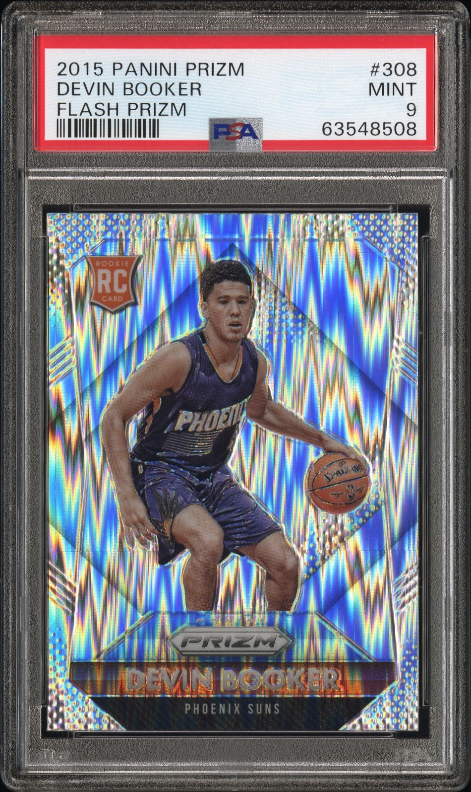 DEVIN BOOKER 2015 Panini Prizm Flash Rookie #308 Phoenix Suns PSA 9 Mint RC