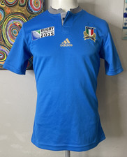 Italy Rugby Shirt Adidas Blue RWC 2015 Embroidered Crest World Cup Jersey Small