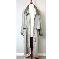 Vintage 1980s Fleet Street Brand Retro Trench Coat Khaki Sz 12P