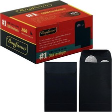 200 Pack 1 Black Coin Envelope 2.25 X 3.5 inches Kraft Envelopes Classic Small