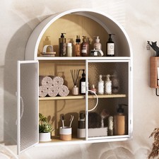 Bathroom Arched Wall Cabinet Over The Toilet Storage Cabinet Rack w/ Glass Door