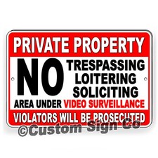 Private Property No Trespassing Soliciting Loitering Sign Decal / Magnetic PP025