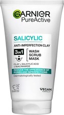Garnier Pure Active 3 in 1 Clay Cleanser Wash Scrub Exfoliating Blackhead 150 ML
