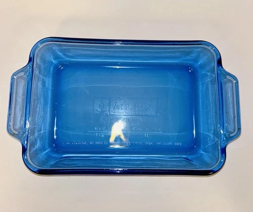 Vintage Anchor Hocking Cobalt Blue Glass Baking Casserole Dish 1 Quart 6" x 9"