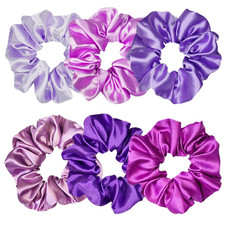 6 Pcs Satin Silk Hair Scrunchies, Soft Hair Ties for Women and Girls, 4.5 Inch H