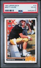 1991 UPPER DECK #13 BRETT FAVRE ROOKIE RC PSA 4