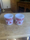1950's Milk Glass Ranger Joe Ranch Mug *Set of 2 Red Hazel Atlas Vintage
