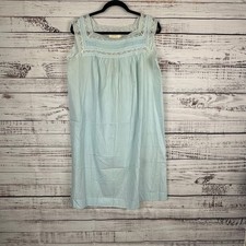 Women's VTG Barbizon Daintilee Lace Sleeveless Blue Granny Cottage Night Gown M