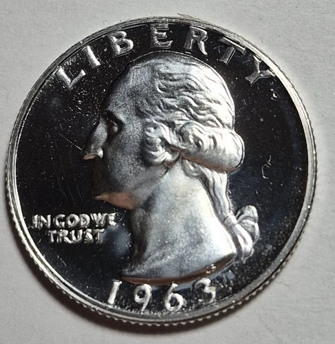 1963 Washington Silver Quarter. Gem Cameo Proof