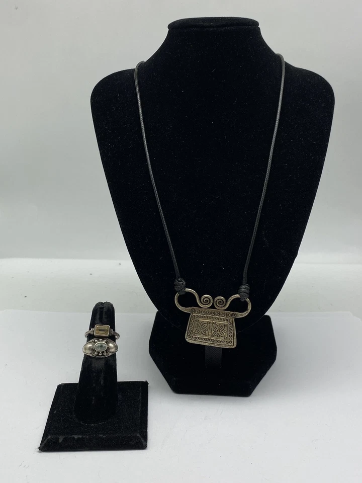 Sterling Silber verschiedene Ring/Halskette Anhänger Schmuck Konvolut 3 Teile 13,6 g