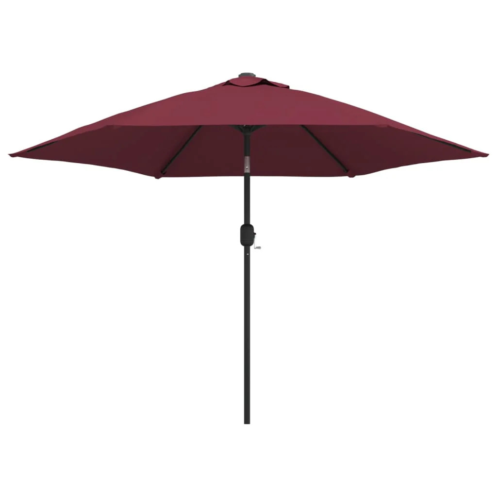 Parasol d'extérieur avec led mât acier 300 cm bordeaux de terrasse
