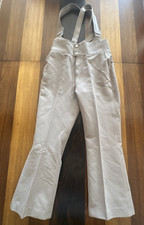 Vintage Roffe USA Womens Ski Bib Pants Wool Nylon Spandex Beige 12 Short 1980s