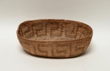 Antique Pima Basketry Finger Dance Oval Bowl, c. 1910 2 3/4