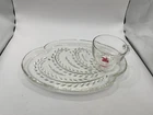 Vintage Federal Wheat Pressed Pattern Snack Sandwich Plate with Cup~ Set of 4