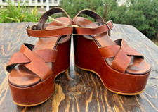 VTG 70's WOMEN'S ORIGINAL SBICCA PLATFORM FUNK SOUL-TRAIN DISCO SANDLE SHOES 9-M