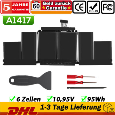 Battery A1417 AKKU für Apple Macbook Pro Retina 15'' A1398 (Mid 2012 Early 2013)