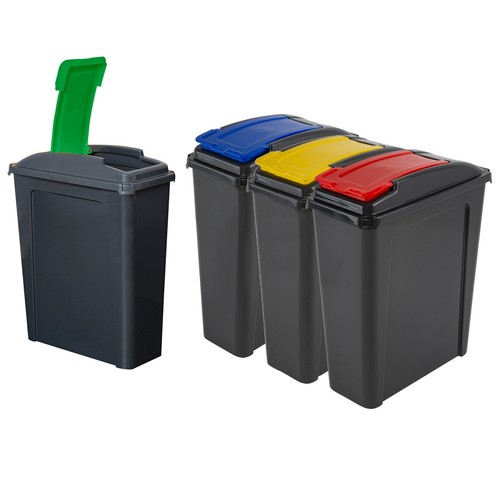 25L Plastic Recycling Recycle Bin Kitchen Waste Rubbish Tall Dustbin Storage UK eBay