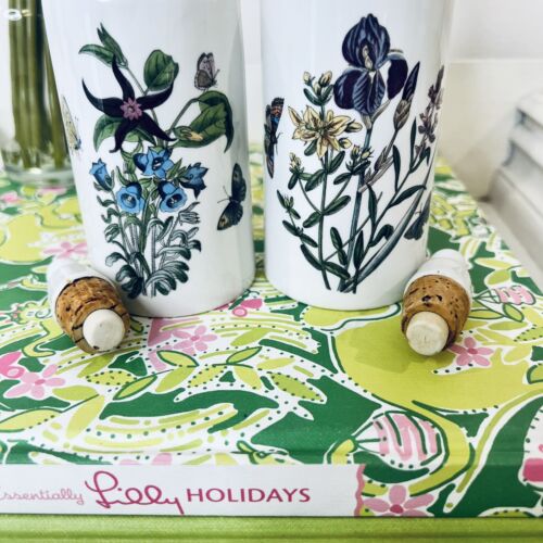 Vtg Portmeirion Botanic Garden Oil and Vinegar Cruet Set Iris Butterfly England - Picture 6 of 6