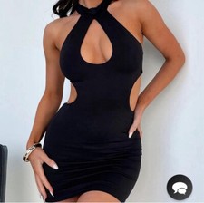 Black cut out mini dress