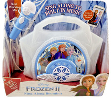 Disney FROZEN 2 Sing Along Boombox With Microphone Built in Music Flashing Light