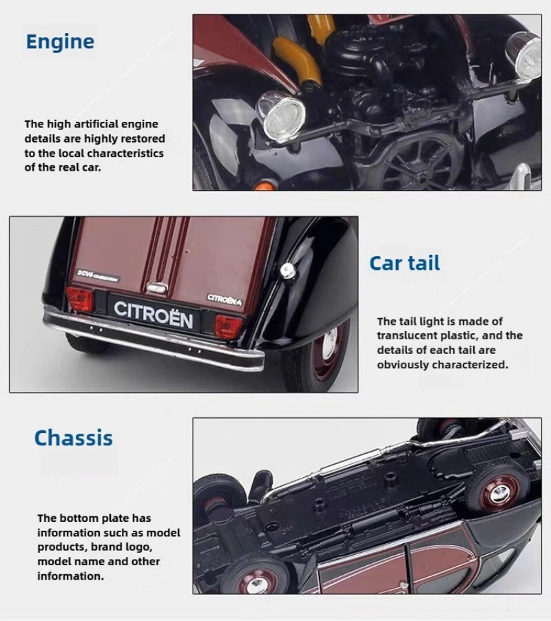 Escala 1:24 CITROEN 2CV 6 Charleston Metal Coche Modelo Juguetes Adorno IDEA DE REGALO Foto 4 de 4