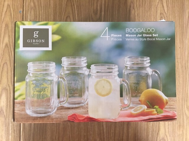 Gibson Home Boogaloo 4-Piece MASON JAR GLASS SET 15oz with ...