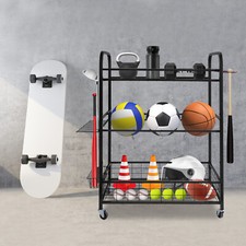 Rolling Ball Storage Rack Sports Equipment Organizer Basketball Storage Rack